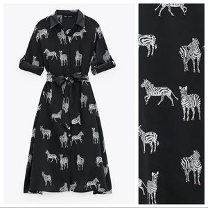 Zara Black Zebra Print Midi Dress